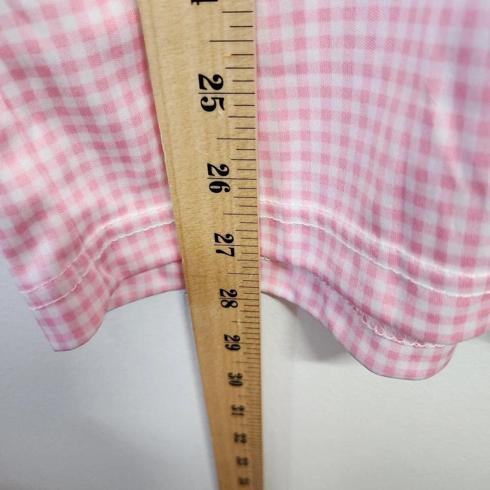 Collars &‎ Co. Polo Shirt Mens Small Pink White Dress Collar Gingham Check Golf